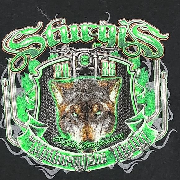 STURGIS 2022 Motorcycle Rally T-Shirt Mens XL Black Wolf Graphic Biker Tee - Picture 5 of 14